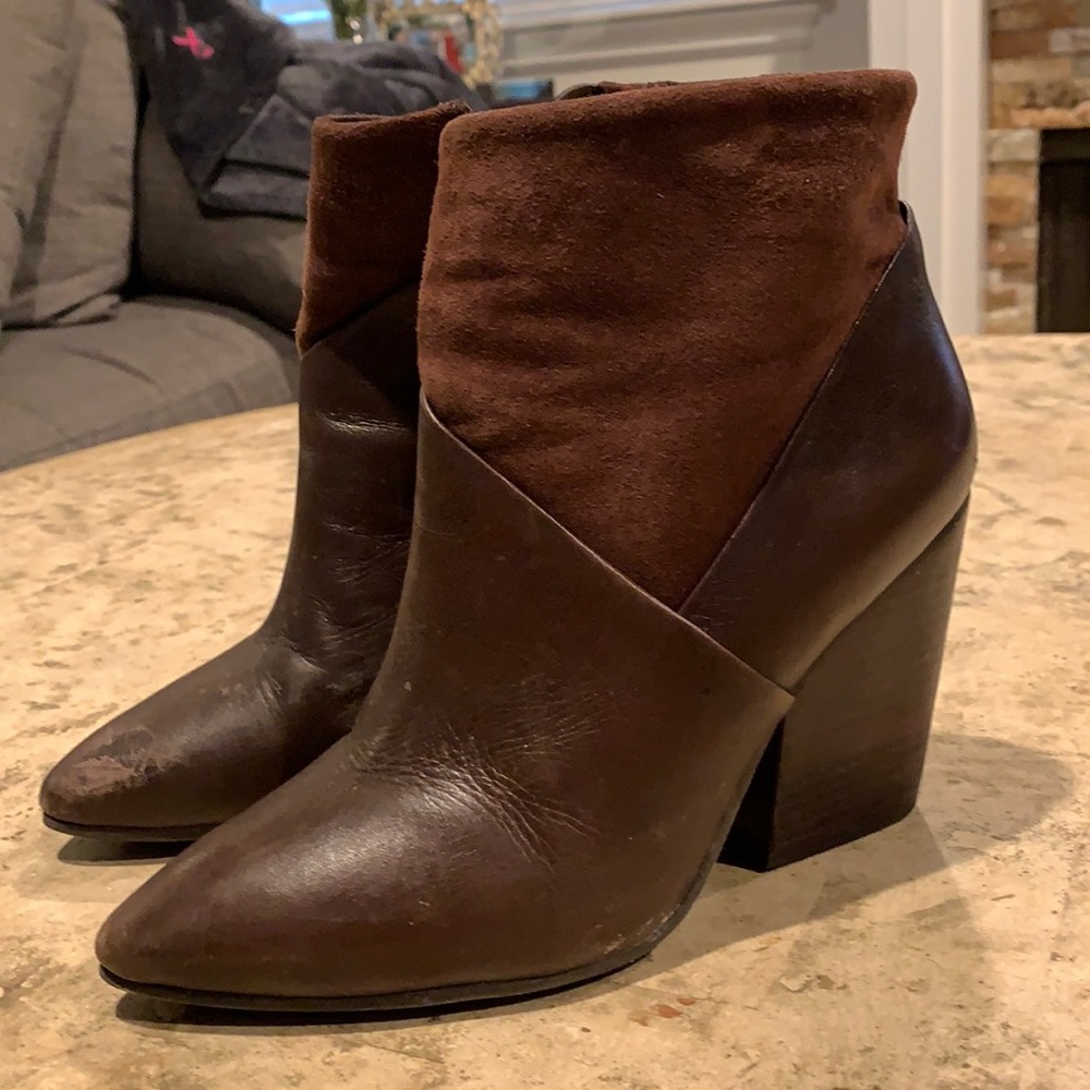 Vince Camuto brown booties leather suede 7